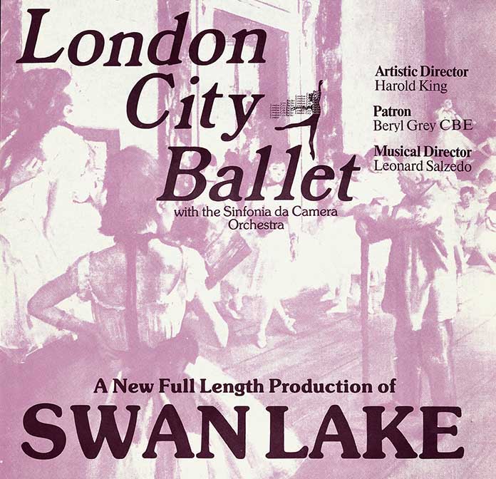 Poster for Swan Lake production by London City Ballet, 1983