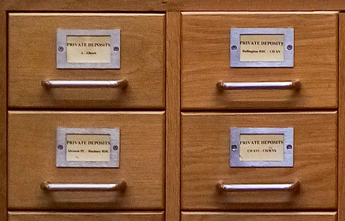 Card catalogue drawers