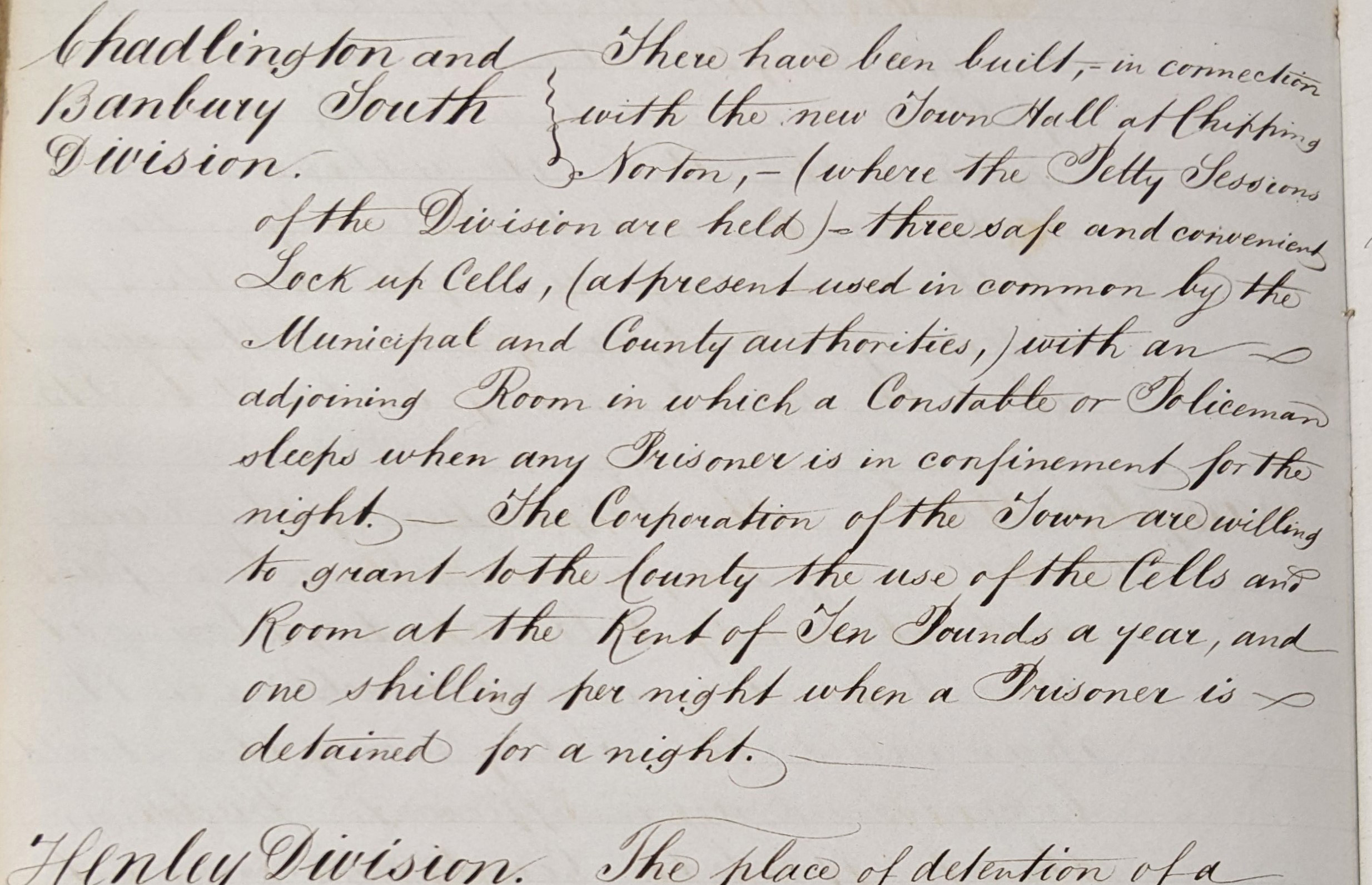 Pages from the Minutes of the Lock-up Committee, describing existing prison or lock-up arrangements - Chadlington