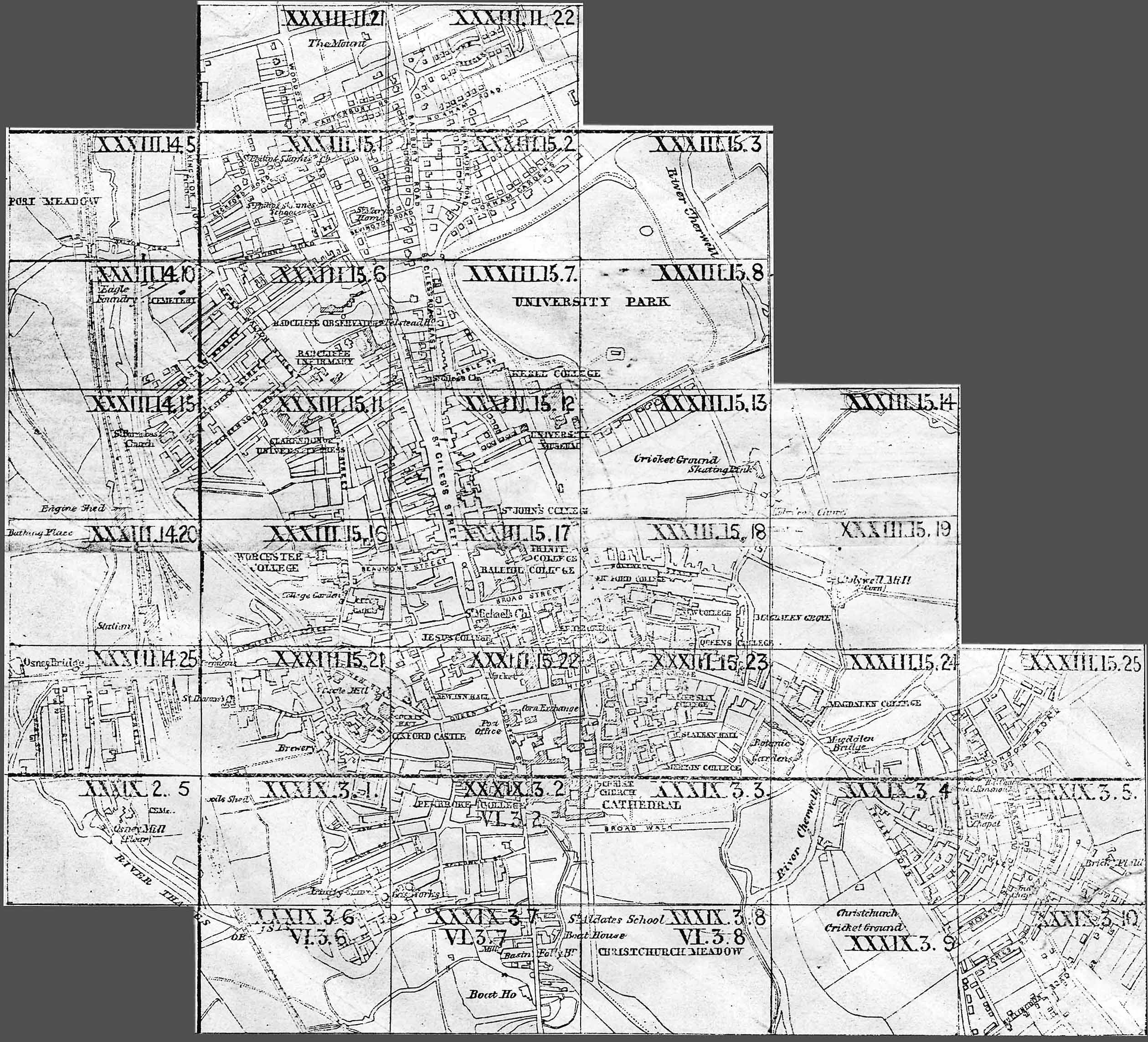 Index sheet for Ordnance Survey town plans of Oxford, 1876